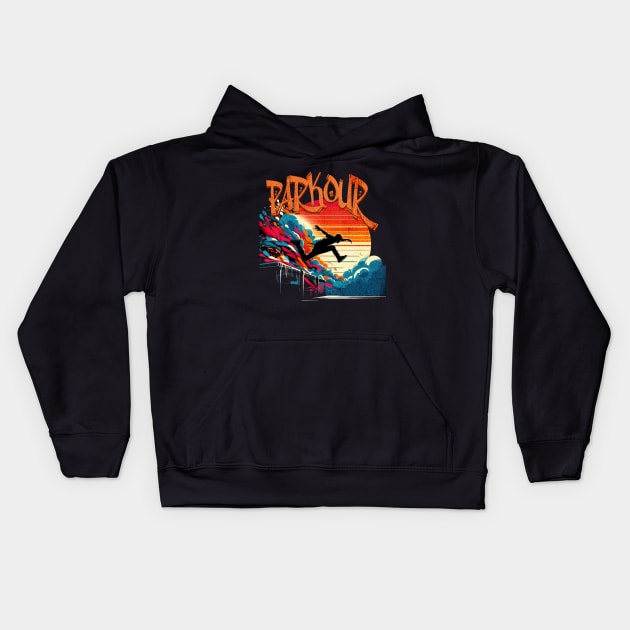 Parcour Urban Graffiti Design Kids Hoodie by Miami Neon Designs